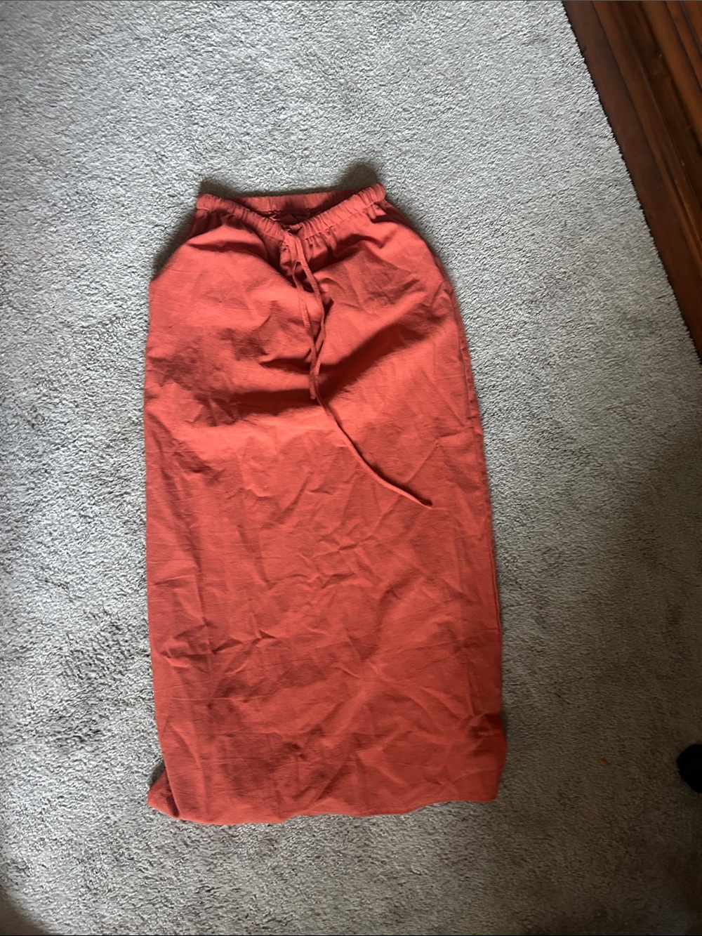 SHEIN Coral-Orange Maxi Drawstring Skirt
